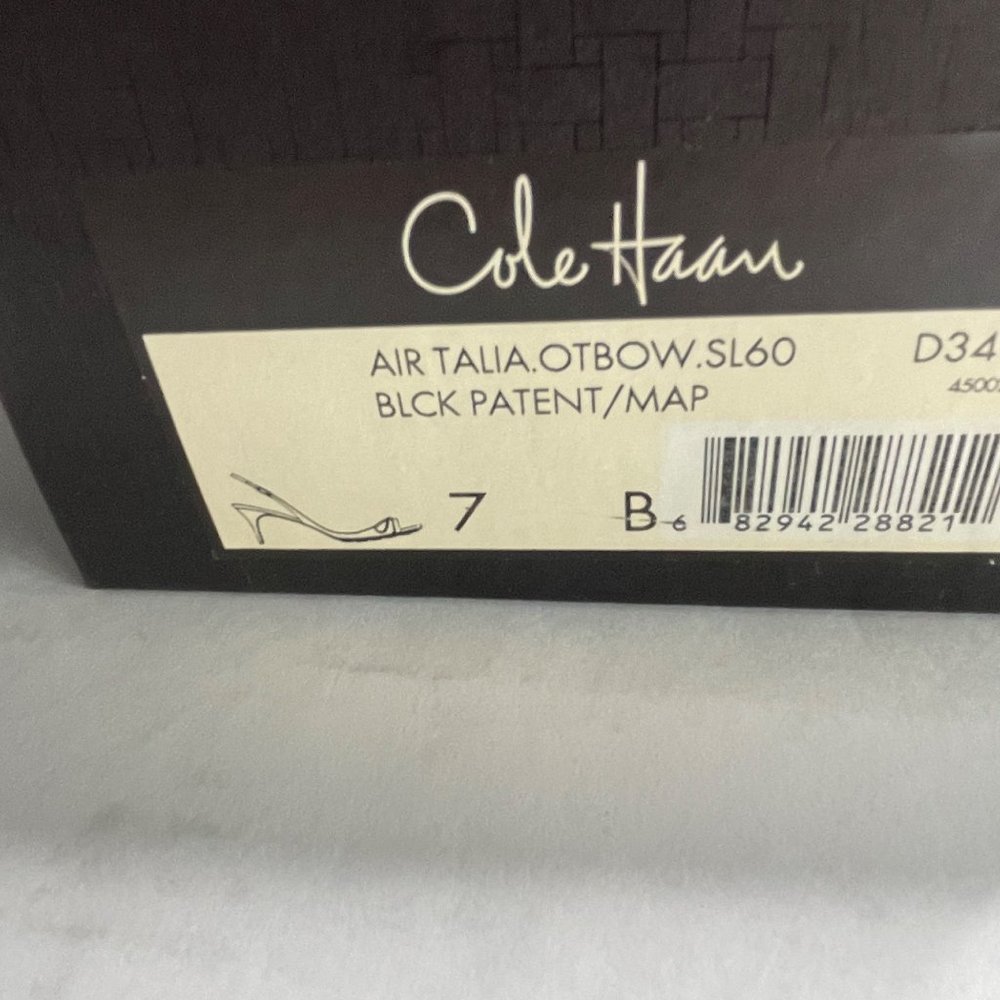 Cole Haan Air Talia Otbow Nike Air black patent women's size 7B peep toe shoe - Picture 5 of 10